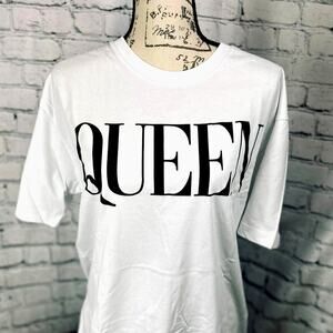 Queen White with Black Letters Tee Shirt - L